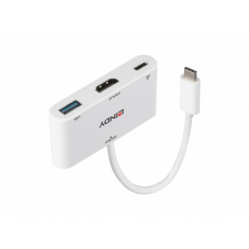 Conversor Lindy adaptador USB 3.1 C a HDMI con PD y USB-A 43340