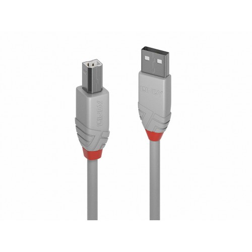 Cable Lindy 0.2m USB 2.0 type A to B grey 36680