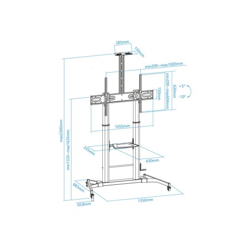 Soporte TOOQ suelo ruedas monitor FS20400HM-B (2)