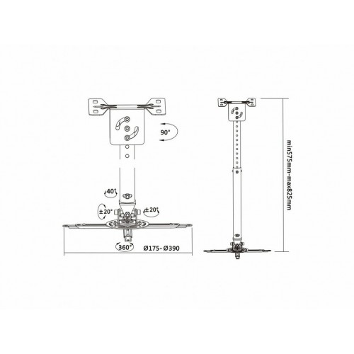 Soporte Techo Aisens Proyector Negro CP02TSRE-051 (1)