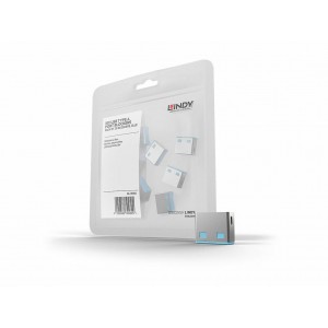 Pack 10 uds bloqueador puertos USB-A LINDY color azul. 40462
