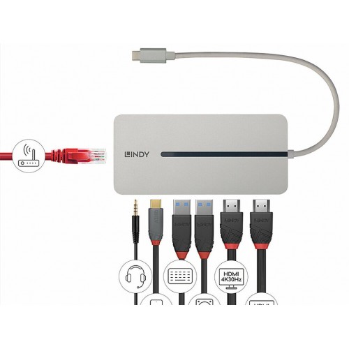 Docking Station USB-C LINDY Doble Monitor 4K (1)