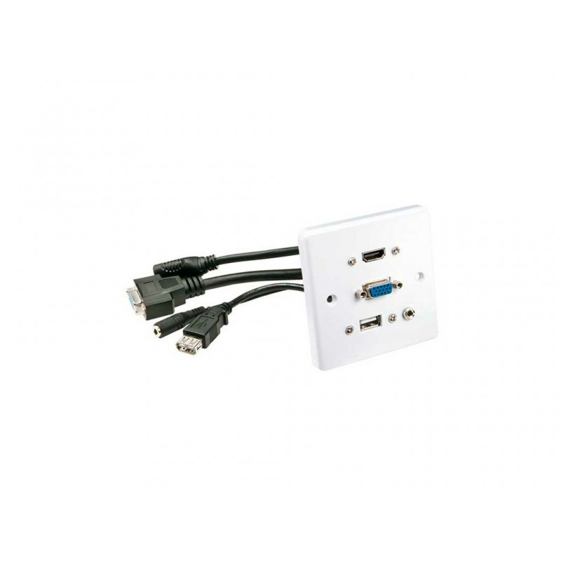 Caja de Conexiones Multimedia de Pared VGA/HDMI/Jack3.5/RCA/USB/RJ