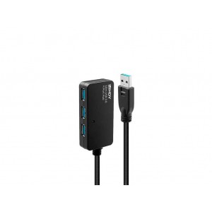 Cable Lindy USB A 10m+Hub 43159
